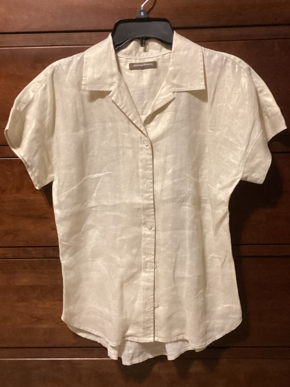 Tommy Bahama Natural Linen Short Sleeve shirt with gold sheen